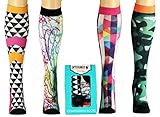 Compression Socks Women Best for Nurse Varicose Vein Reduction & Nurse Compression Socks Diabetic + Travel Compression Socks Crossfit + Shin Splint Graduated 15-20 mmGH L/XL Size 8-12 Fun Colorful