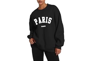 Tuislay Paris College Sweatshirt for Women Oversized Trendy Comfy Crewneck Sweatshirts Casual Graphic Pullover Tops Unisex