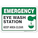 Eye Wash Station Sign, Emergency Sign, 10x7 Rust Free Aluminum, Weather/Fade Resistant, Easy Mounting, Indoor/Outdoor Use, Made in USA by SIGO SIGNS