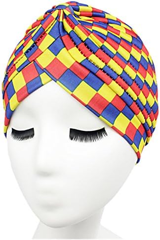Menglihua Twisted Pleated Ruffle Stretchable Turban Hat Hair Wrap Cover up Sun Cap G Mix One Size