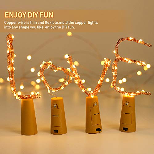 Wine Bottle Lights, 16Packs of LED Copper Wire Light Battery Operated Colourful Fairy String Light for DIY Bottles, Weddings, Christmas, Halloween 20 LEDs Decorative Cork Lights(78Inches Wire)