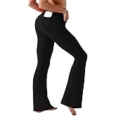 BUBBLELIME 29"/31"/33"/35" 4 Styles Women's High Waist Bootcut Yoga Pants - Out Pockets_Black XL-33 Inseam