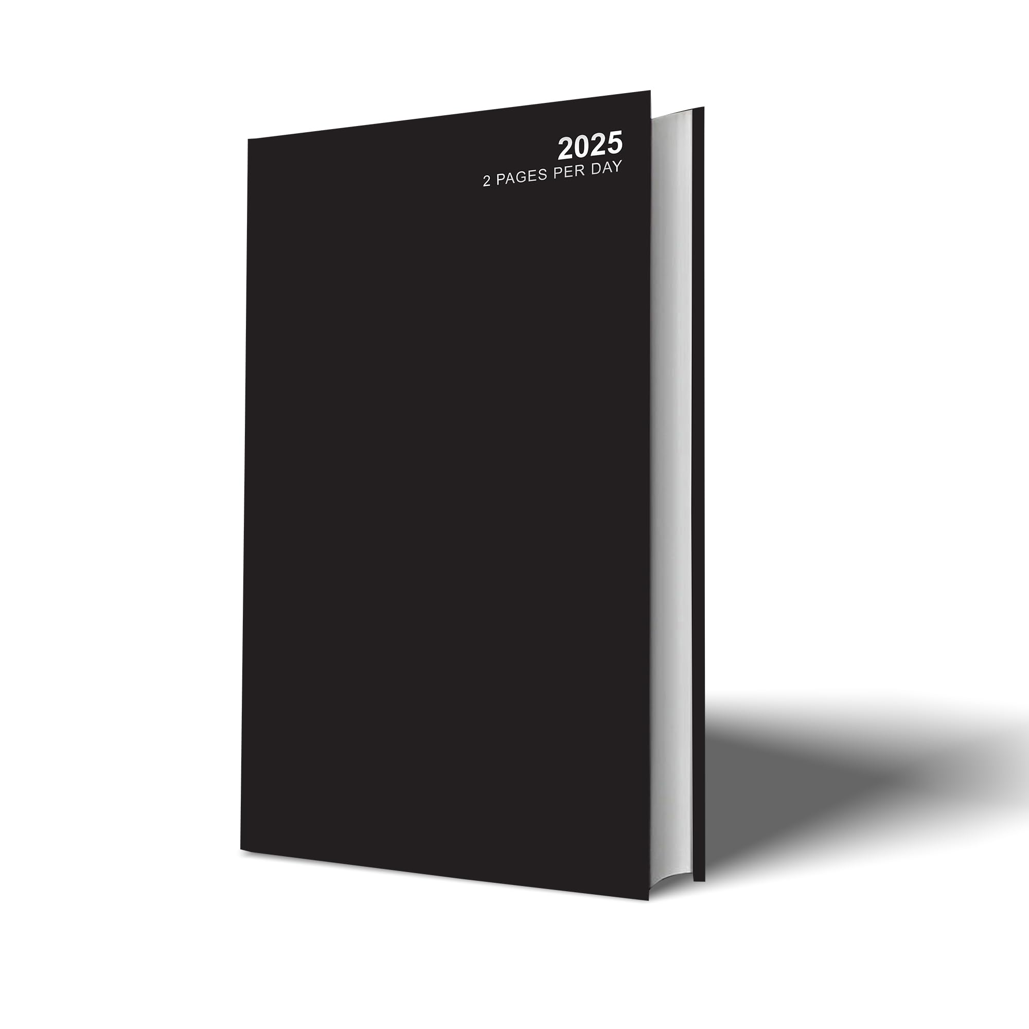 Primes DIY A4 2 Pages Per Day Classic Appointment Diary Office Diary Hardback Casebound Diaries (Black)
