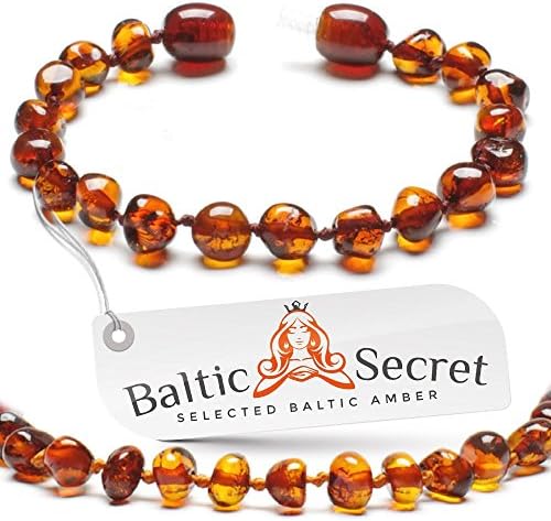 Amber Teething Bracelet for Baby Girl or Boy, Amber Teething Anklet for Babies Kids Toddler, Certified Baltic Amber Teething Beads, Natural Baby Teething Relief by Baltic Secret/CGN.P-BRQ 6.1 inch