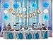 1st Birthday Boy’s Decoration kit- Complete One-year Party Decoration set- Beautiful pastel Colors for First Baby Boy’s Birthday - 2 Party Banners - Latex pearl Balloons-Paper Pompom Decorations-