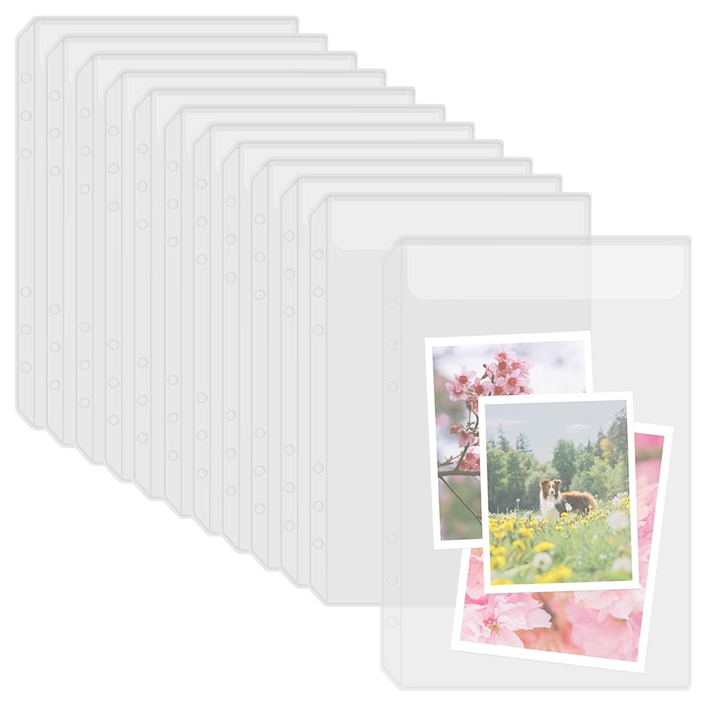 Photo 1 of 12PCS A5 Binder Pockets,6-Holes Zipperless Cash Envelopes for Budgeting,Clear PVC Savings Challenges Envelopes A5 Binder Pouch Inserts Pages Loose Leaf Bags for Budgeting
