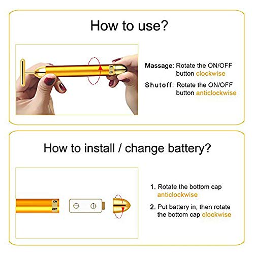 24k Golden Beauty Bar,Electronic Facial Roller Waterproof Micro Vibrating Massager for Face Lifting,Anti-Aging Machine-Slimming Cheeks Skin Tightening Anti Wrinkle (24K T-Shape bar)