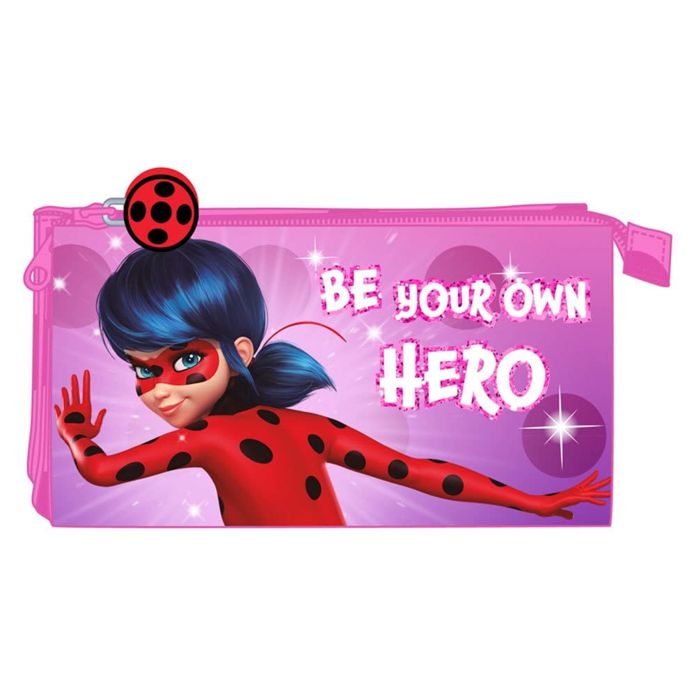 SAFTA 812202744 Ladybug Triple Pencil Case 22X12X3Cm, Multicoloured