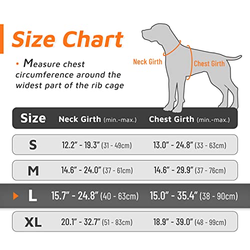 Eagloo Dog Harness, Adjustable Reflective Dog Harness, Easy to Put On, with Handle Control, Arnet for Dogs Solid Breathable, Harnet for Medium and Large Dogs, Orange, L