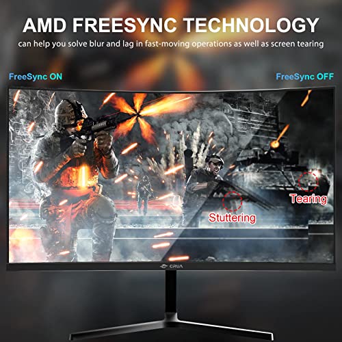 CRUA 24 Inch 144hz/180hz Curved Gaming Monitor, FHD 1080P Frameless