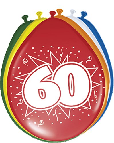 Folat - 60 Years Balloons for Party Decoration - Multicolor - 12In / 30cm - 8 pieces