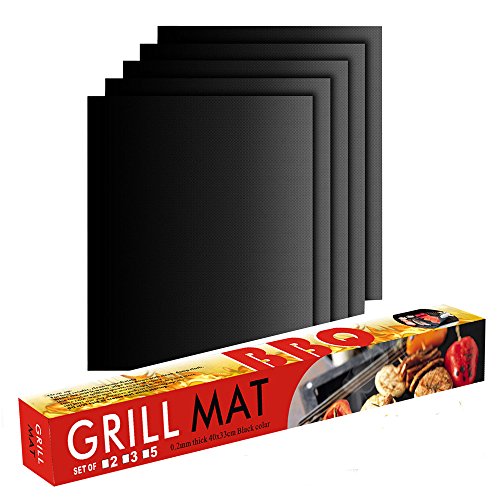 Meegoo 5 Set of 5-Heavy Duty 100% Non-Stick BBQ Grill Mats, 15.75 x 13-Inch, Black - Thumbnail 3