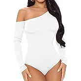 BelleLovin AESLOVIN Women's sexy One Shoulder Long Sleeve Tops T Shirt Bodysuit Jumpsuit