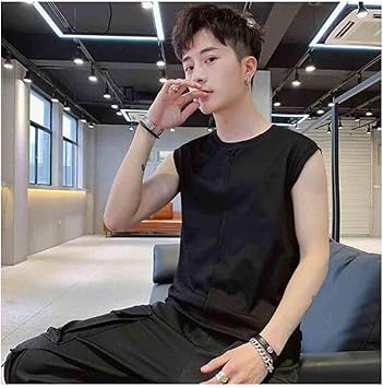 Amazon Co Jp 夏のメンズベストのコットンスリーブワイドショルダーフィットネスボトムススリムtシャツスリムスポーツカットスリーブユーストップ 2 Xxxl スポーツ アウトドア