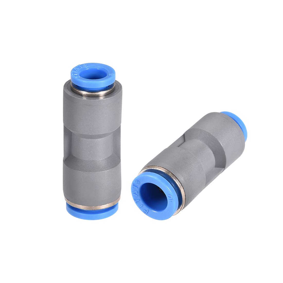 sourcing map Straight Push to Connector Reducer Fitting 10mm to 8mm Quick Release Pneumatic Connector Plastic Union Pipe Tube Fitting Grey 2Pcs