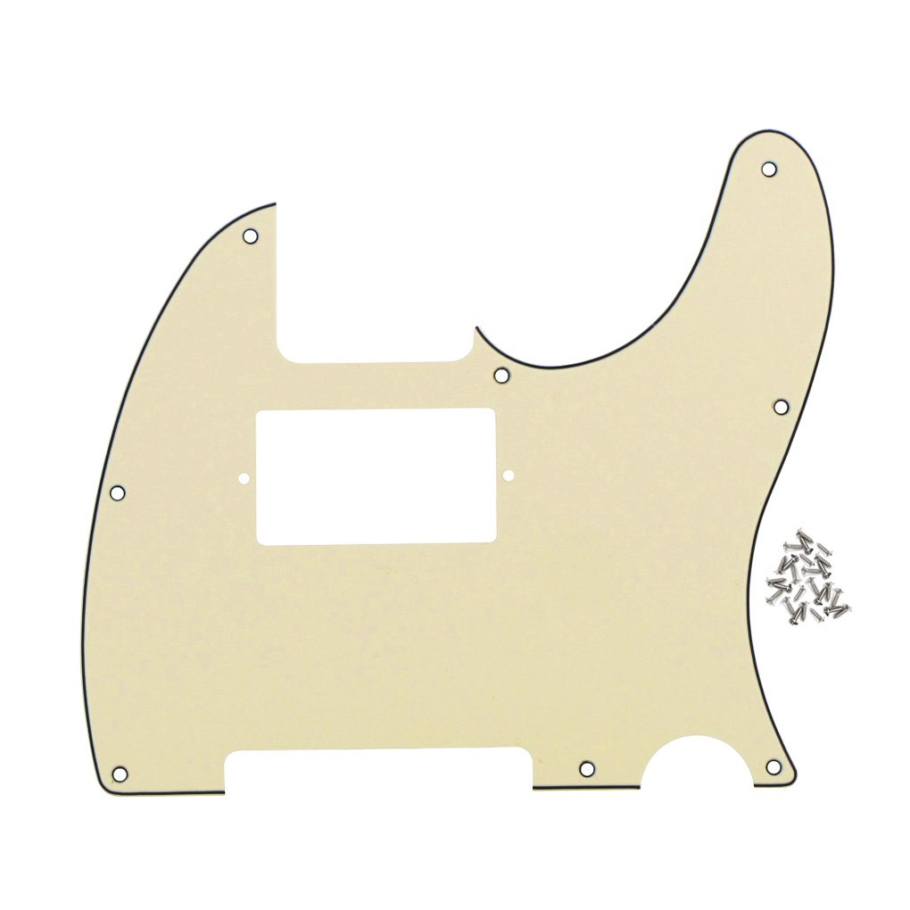 FLEOR 8 Holes HH TL Pickguard Guitar Scratchplate for U.S./Mexican Standards TL TE Humbucker, Mounting Screws Included, 3ply Cream