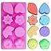 3 Pcs Floral Leaf Silicone Molds, FineGood 8-Cavity Cake Chocolate Pudding Jelly Soap Muffin Trays for Kitchen Baking Decoration - Pink