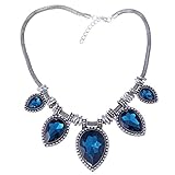 Acrylic Faceted Teardrop Bead Chunky Black Chain Bib Statement Collar Necklace