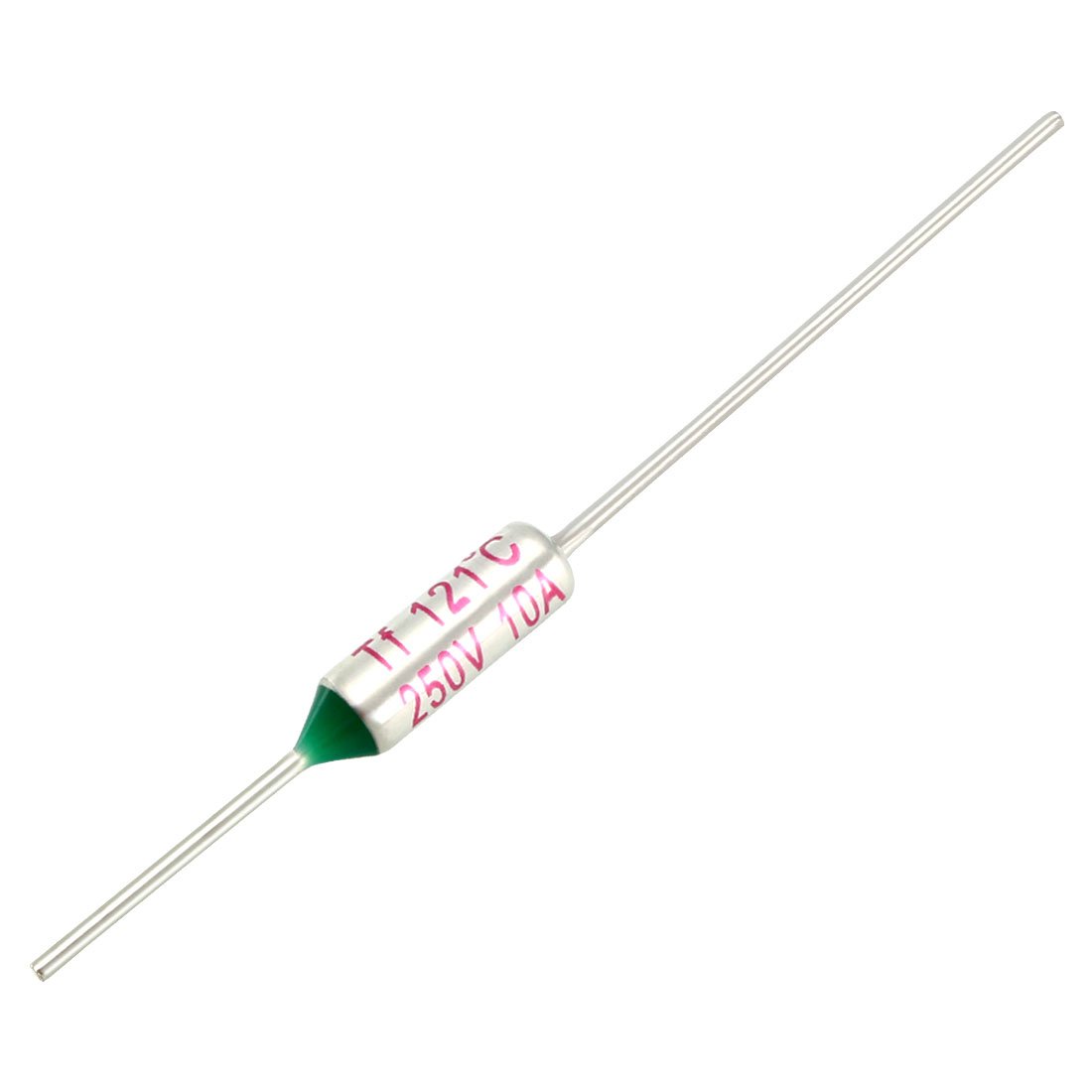 sourcing map 5Pcs RY TF 121 Celsius Degree Cutoff Thermal Fuse AC 250V 10A Green Silver Tone