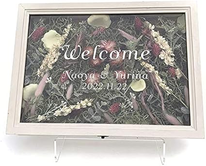 Amazon 名入れ フルール ウェルカムボード ボックスタイプ ドライフラワー スタンド付 かわいい キット 店舗看板 文房具 オフィス用品