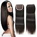 ZXZ Brazilian Straight Human Hair 10 Inch Lace Closure 4x4 Free Part Swiss Lace Closure 130% Density Natural Color (10, ST)