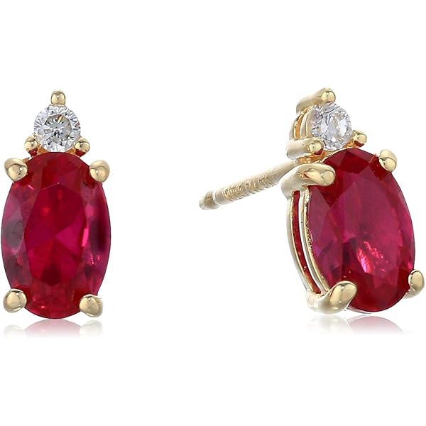 18K Gold Plated Sterling Silver Stud Earrings - Oval Sapphire With Cubic Zirconia