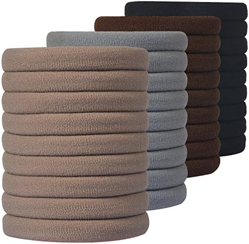 Hair Ties for Thick Heavy and Curly Hair, Seamless Ponytail Holders Scrunchies Hair Ties for Thick Hair, 36 Count 4 Colors