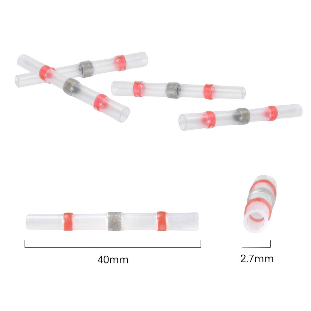 HUICAO 50pcs Solder Seal Wire Connectors Heat Shrink Butt Connectors
