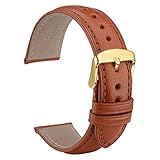 WOCCI Untextured Leather Watch Strap with Gold Buckle, 18mm 20mm 22mm Watch Band Bracelet for Men Women