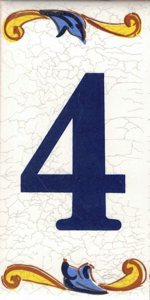 House Number. Address Numbers & plaques. House Signs. Door Numbers. Ceramic Letters and Numbers. Design “Craquelé” (Number Four "4")