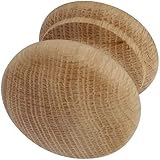 Merriway BH01105 4 Pcs Unlacquered Beech Cupboard Door Knob 40mm Drilled view 1