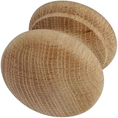 Merriway BH01105 4 Pcs Unlacquered Beech Cupboard Door Knob 40mm Drilled