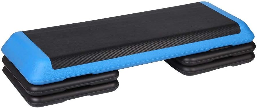 Quskto Stepper Board, Unisex Sports Aerobic Step Adjustable Exercise Stepper Home Yoga And Gym Fitness Workout Board For Adult Blue Safety Non-slip Footplates (Color : Blue, Size : 110cm)