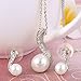 EleQueen Women's Crystal Simulated Pearl Elegant Wedding Pendants Necklace Earrings Jewelry Sets Silver