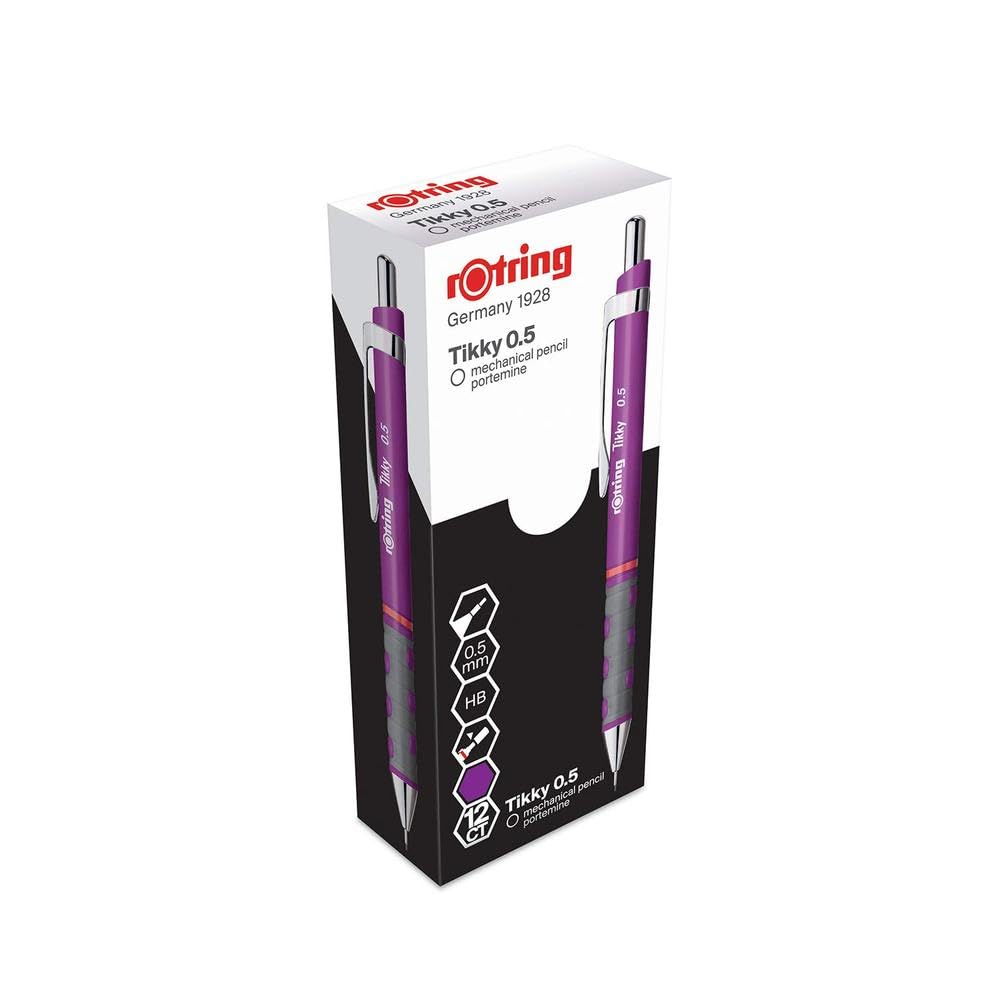 rOtring Tikky Mechanical Pencils | HB 0.5 mm Lead | Purple | Box of 12 — image 1