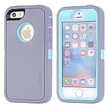 iPhone SE Case, Lordther [ShieldOn Series] [Military Grade Drop Test] Hybrid Synthetic Rubber TPU Covers with [Bonus Screen Protector] Only for iPhone SE 5SE 5 5s (Grey Blue)
