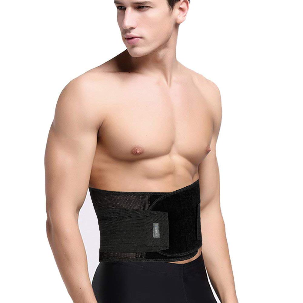Fivanus Stabilizing Lumbar Lower Back Brace Support Belt with Dual Adjustable Straps for Men and Women, Black, Regular(31\