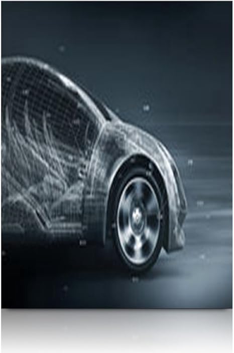 Amazon キャンバスプリント ウォールアート コンセプトカー ワイヤーフレーム 3d 運搬車デザイン ストレッチラップ モダンアートワークペイント ホームデコレーション用 12 W X 12 H ブラウン アートフレーム ポスター オンライン通販