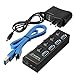 ONCHOICE 4 Ports USB 3.0 Hub Network with On/Off Switch High Super Speed Adapter with Cable and Power Plug for Laptop PC