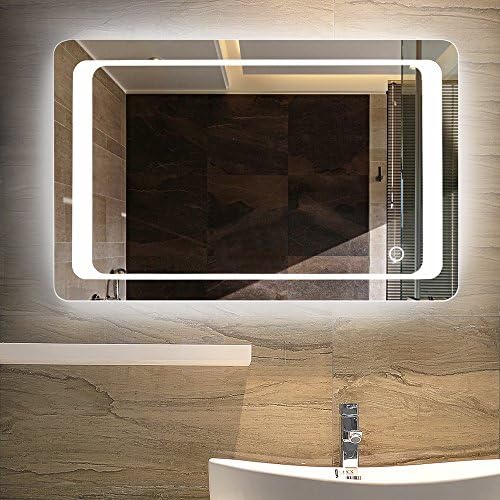 LINSGROUP Dimmable Vanity Bathroom Home/Office LED Lighted Mirror Hanged Two-Way Frameless Backlit Wall Mirror Anti-Fog with Touch Button (32"X24", White Light 3)
