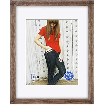 RPJC 11x14 inch Picture Frame Made of Solid Wood and High Definition Glass Display Pictures 8x10 with Mat or 11x14 Without Mat for Wall Mounting Photo Frame Carbonized
