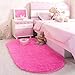 ACTCUT Super Soft Indoor Modern Shag Area Rugs Fluffy Beding Room Shaggy Carpets Dining Living Room Nursery Rug 2.6'x 5', Oval Hot Pink