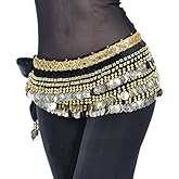 MUNAFIE Belly Dance Hip Scarf Belly Dancing Multi-Row Coin Noisy Belt Skirt