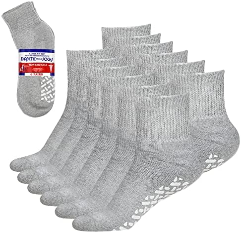 thumbnail image 2 of NOVAYARD Non-Slip Diabetic Socks - 3 Pairs Non-Binding Neuropathy Socks For Men & Women 2 of 9