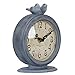 NIKKY HOME Vintage Table Clock, Shabby Chic Pewter Round Quartz Shelf Desk Clock with 2 Birds, 4.7