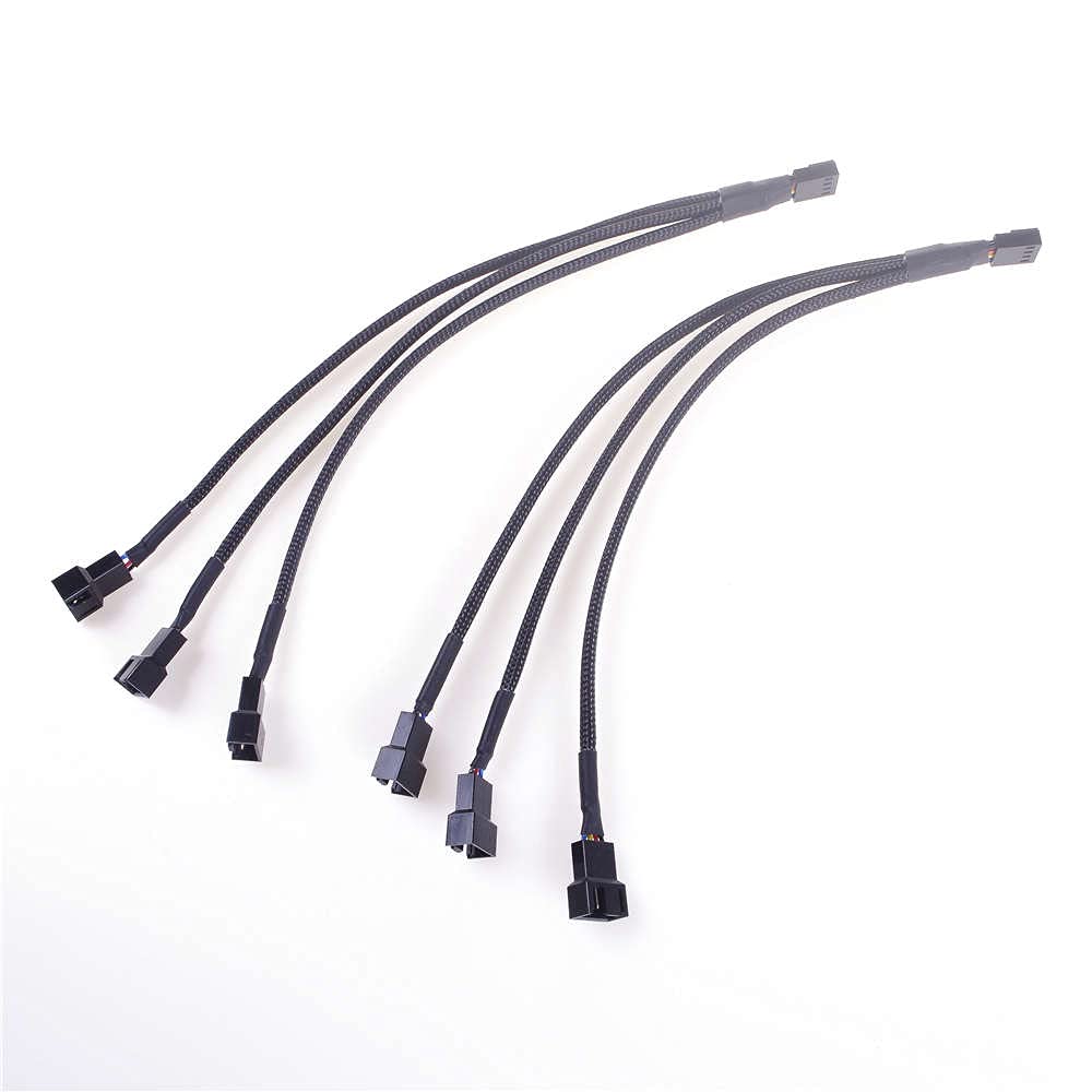 ANGEEK PWM Temperature Control Cooling Fan Cable PC Adapter Fan 4-Pin PWM Extender Cable 4-Pin to 3 Ways Y Splitter Cable (2pcs)
