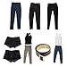 1/6th Men's Black Vest Grey Jeans Belts Fit for 12
