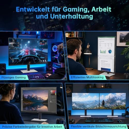 H27E6S 27 Inch Gaming-Monitor QHD 2560 x 1440, 240Hz (OC 275Hz), Fast IPS, 1ms, HDR400, FreeSync & G-Sync Compatible, Eye Care, VESA 100x100, Höhenverstellbarer Standfuß, HDMI 2.0, DisplayPort 1.4