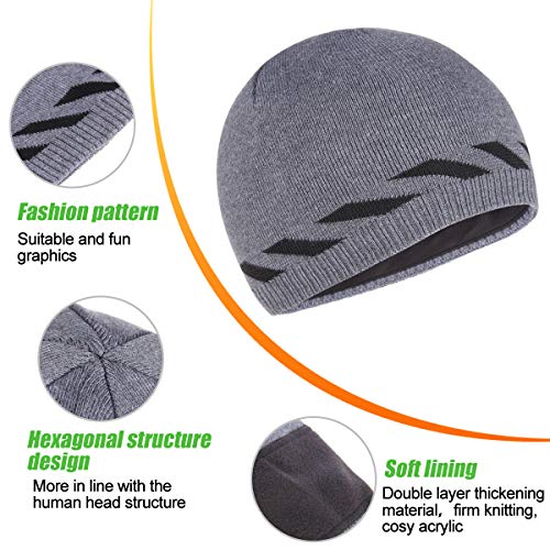 Bodvera Winter Warm Knitting Beanie Watch Cap Fleece Lined Plain Toboggan Ski Skull Hats Caps,Grey