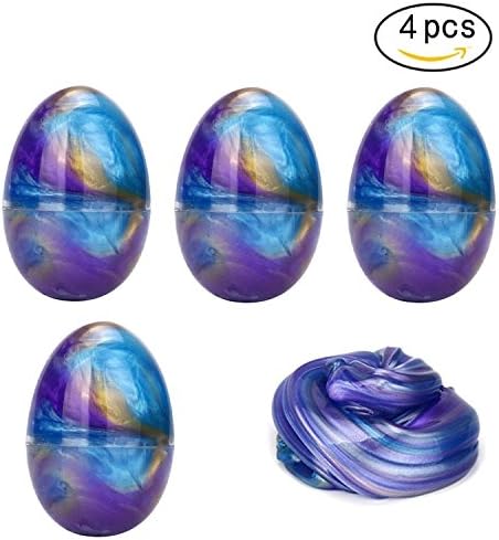 Galaxy Fluffy Slime Colorful Soft Egg Slime Putty Magic DIY Clay Stress Relief Toy No Borax and Non Toxic Scented For Children and Adults (4 Pack)